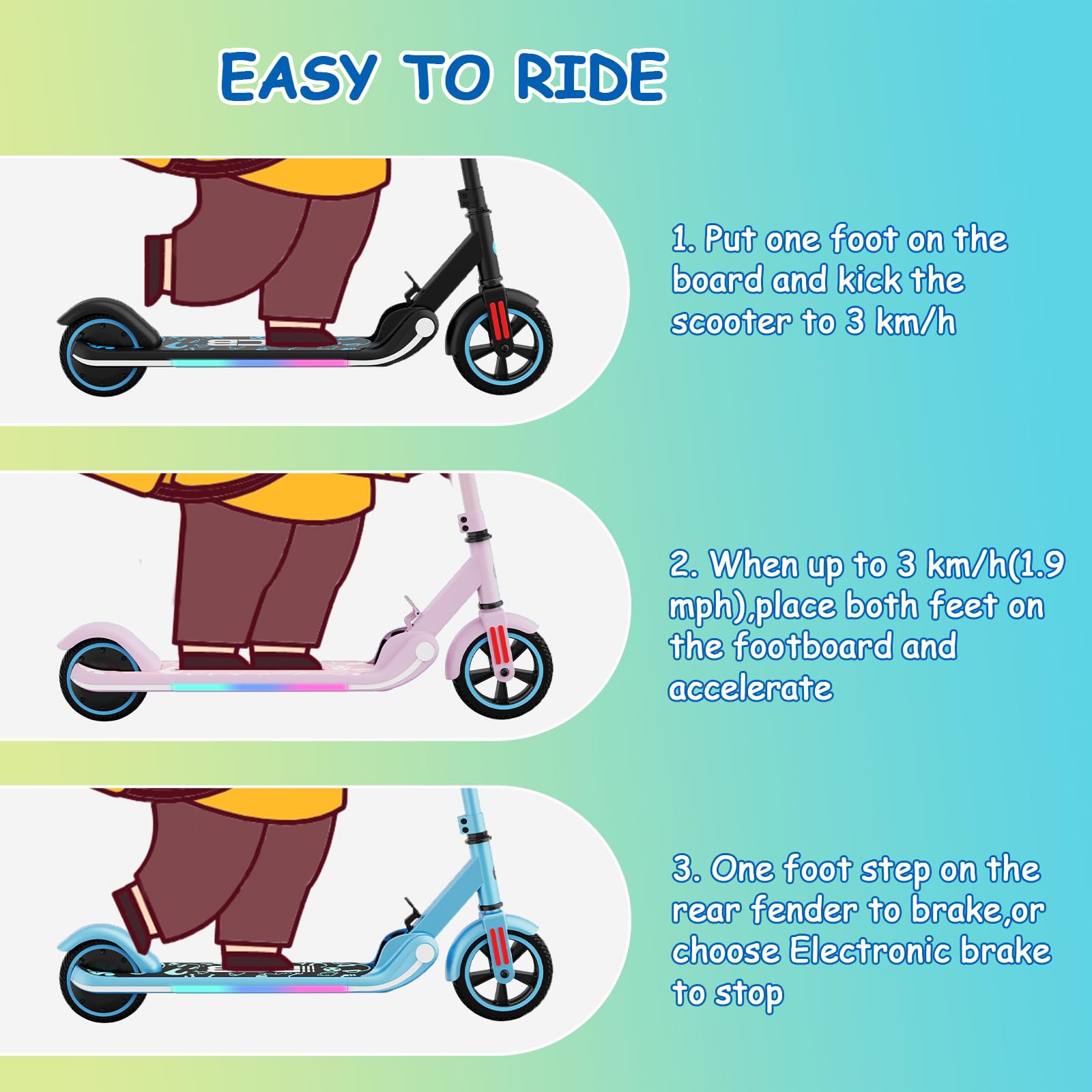 RCB R11 Electric Scooter for Kids 6-12